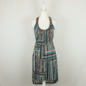 Anthropologie Weston Women's Small Blue Green Scoop Neck High Low Knit Dress